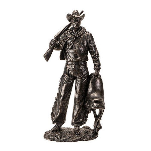Introducing our powerful cowboy sculpture bronze figurine rifle statue